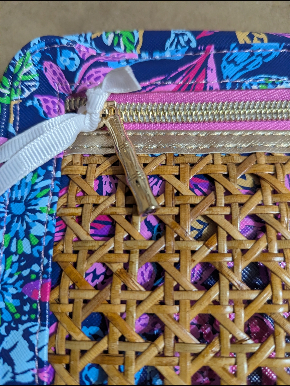 Lilly Pulitzer Navy Floral Laptop Sleeve with Woven Accent - Picture 7 of 9